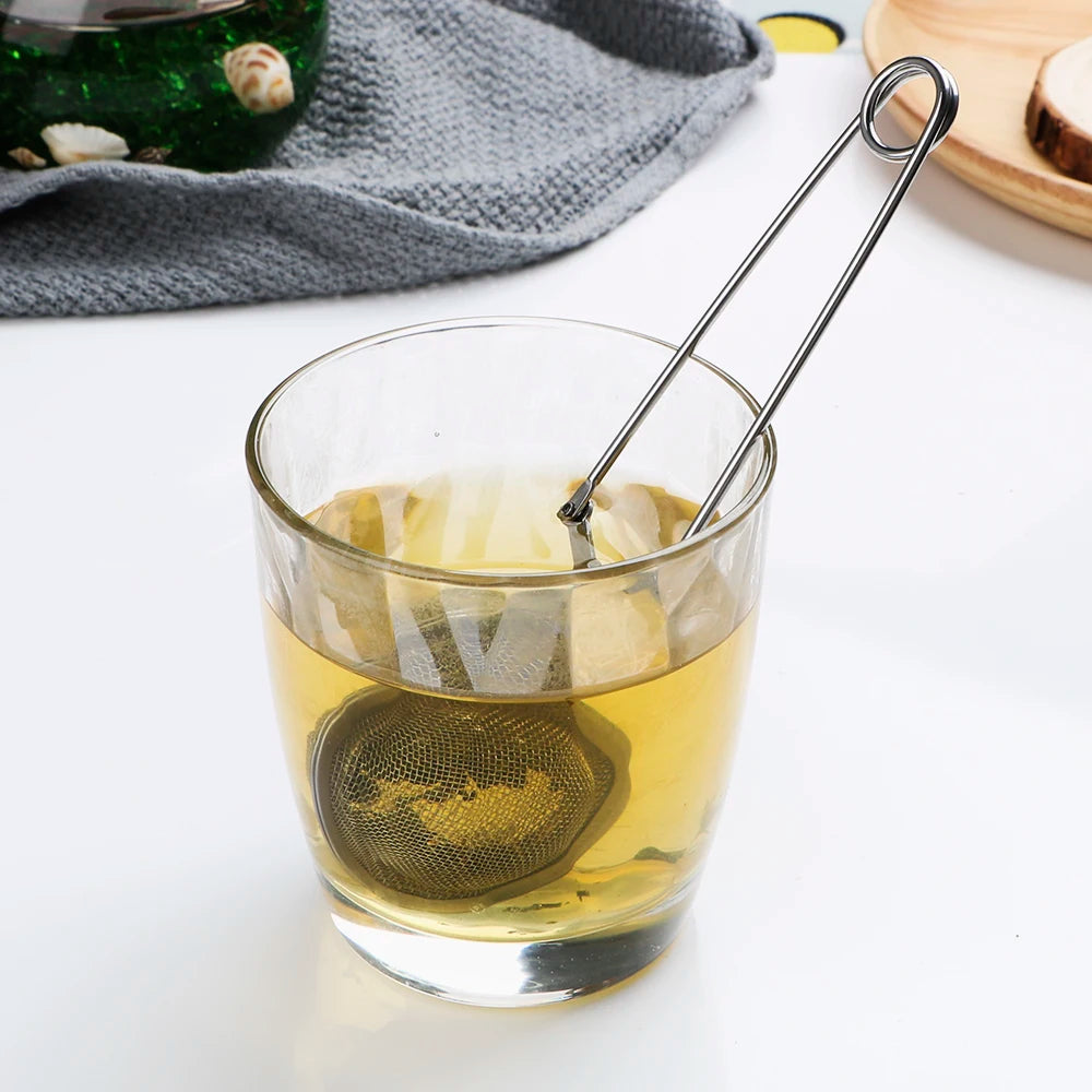 Tea Infuser Handle Tea Ball Sphere Mesh Tea Strainer Coffee Herb Spice Filter Diffuser Kitchen Gadget Stainless Steel