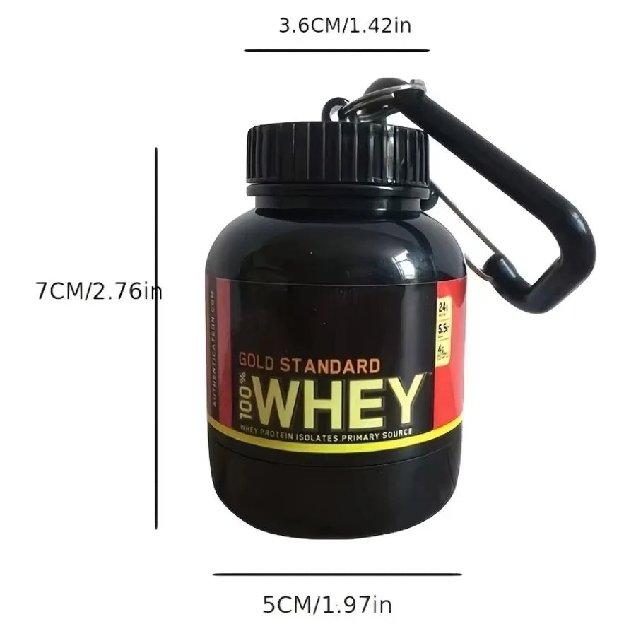 Portable protein container powder bottle, 100ML outdoor sports mini, with whey keychain health funnel medicine box small water