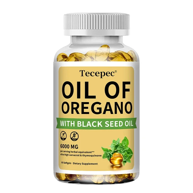 Oil of Oregano with Black Seed Oil, 30/60/120 Capsules– 20:1 Extract - Antioxidant Immune Health Support, Non-GMO Supplement