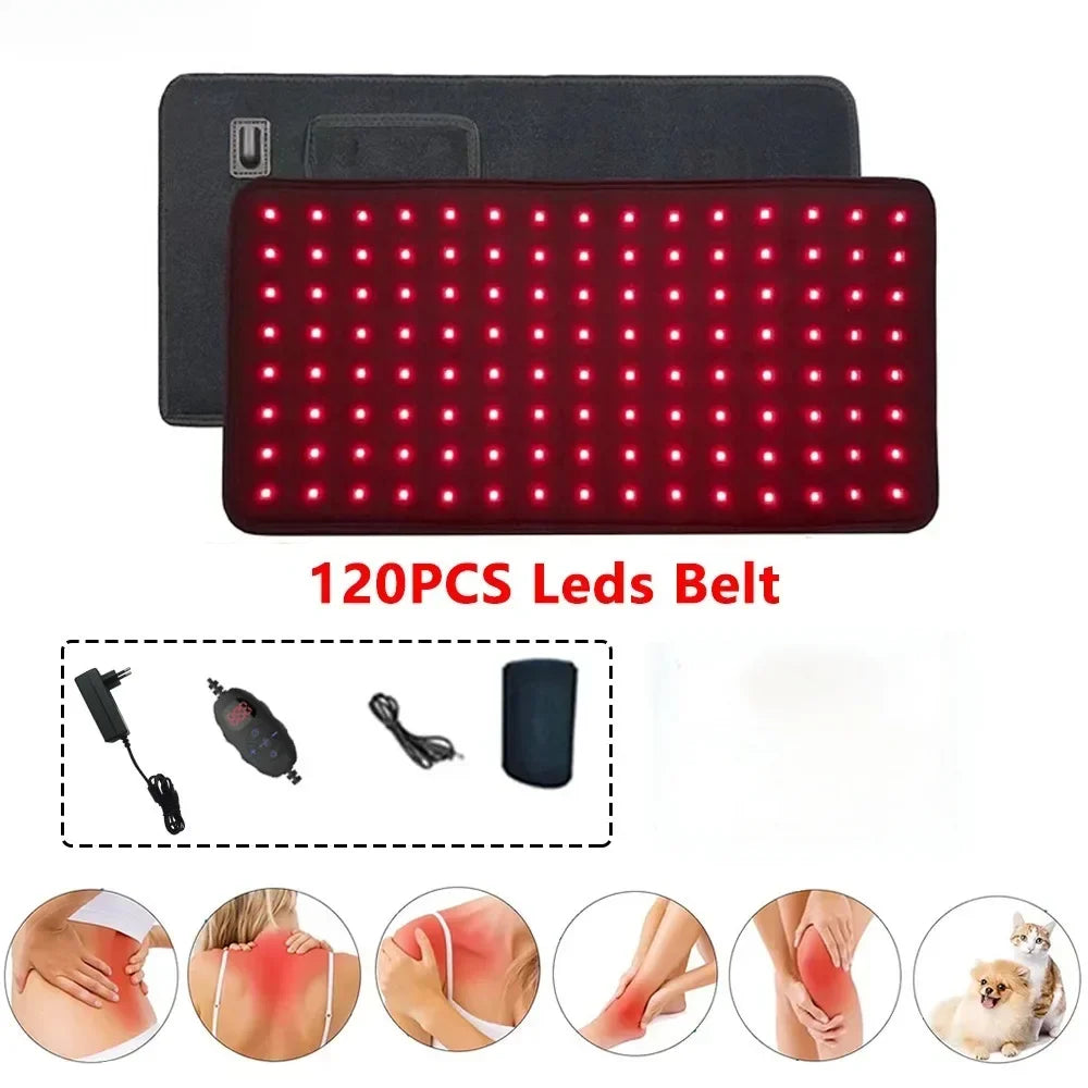 NEW 120 LEDs Red Light Belt 660nm&850nm Infrared Light Therapy Pad for Body Fatigue Deep Therapy for Back Knee Hands Feet Relief