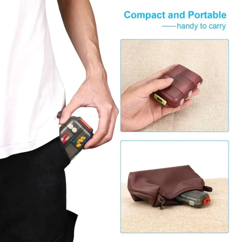 10 Grids Pill Case, Portable Small Weekly Travel Pill Organizer, Portable Pocket Pill Box Pill Container