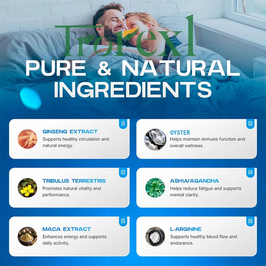 Natural Oyster & Ginseng Blue Pills Male Enhancing Supplement Support Energy & Stamina 36-360 Tablets