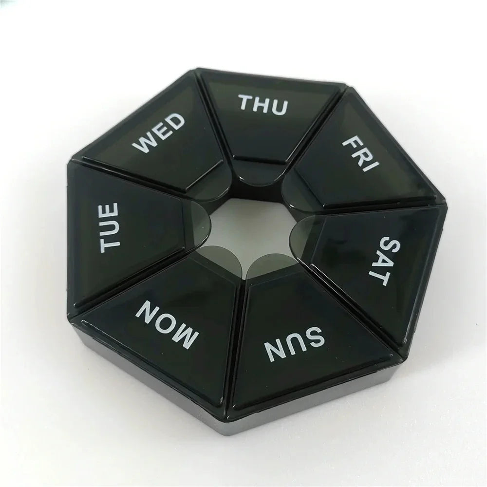 1PcsA week 7 corners pill box Round 7 boxes for one week small pill box mini 7 days portable points Medicine jewelry box
