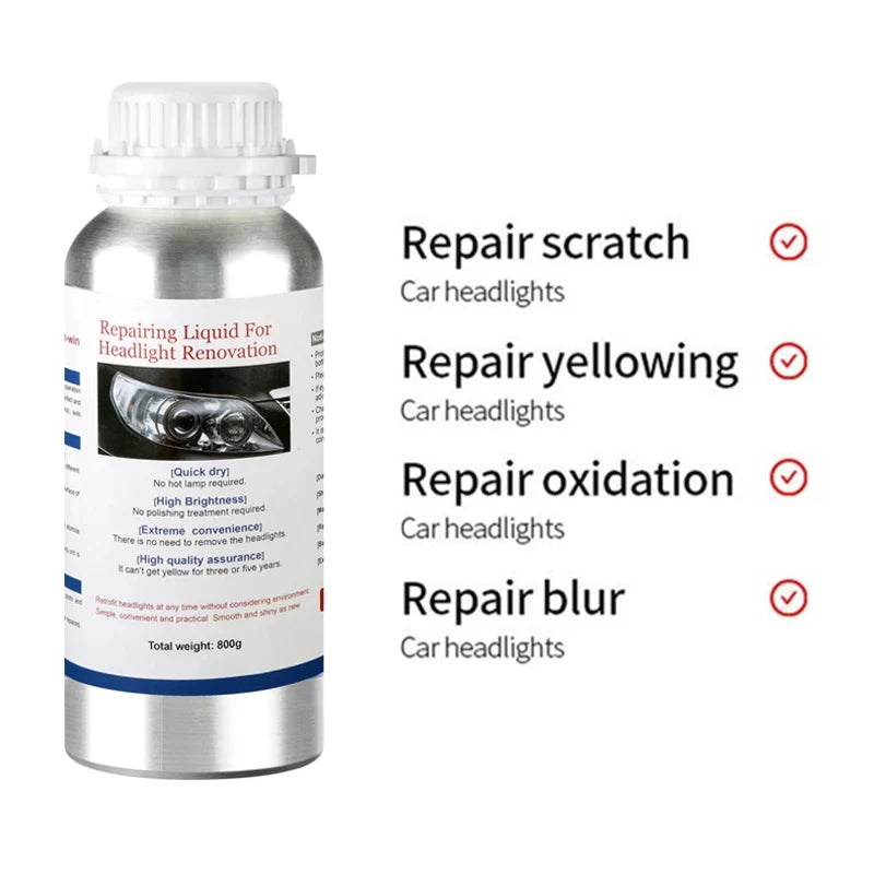 Car Headlight Polishing Liquid Polymer Car Headlamp Renovation Restoration Cleaning Agent 800G/200ml/100ml Auto Repair Products