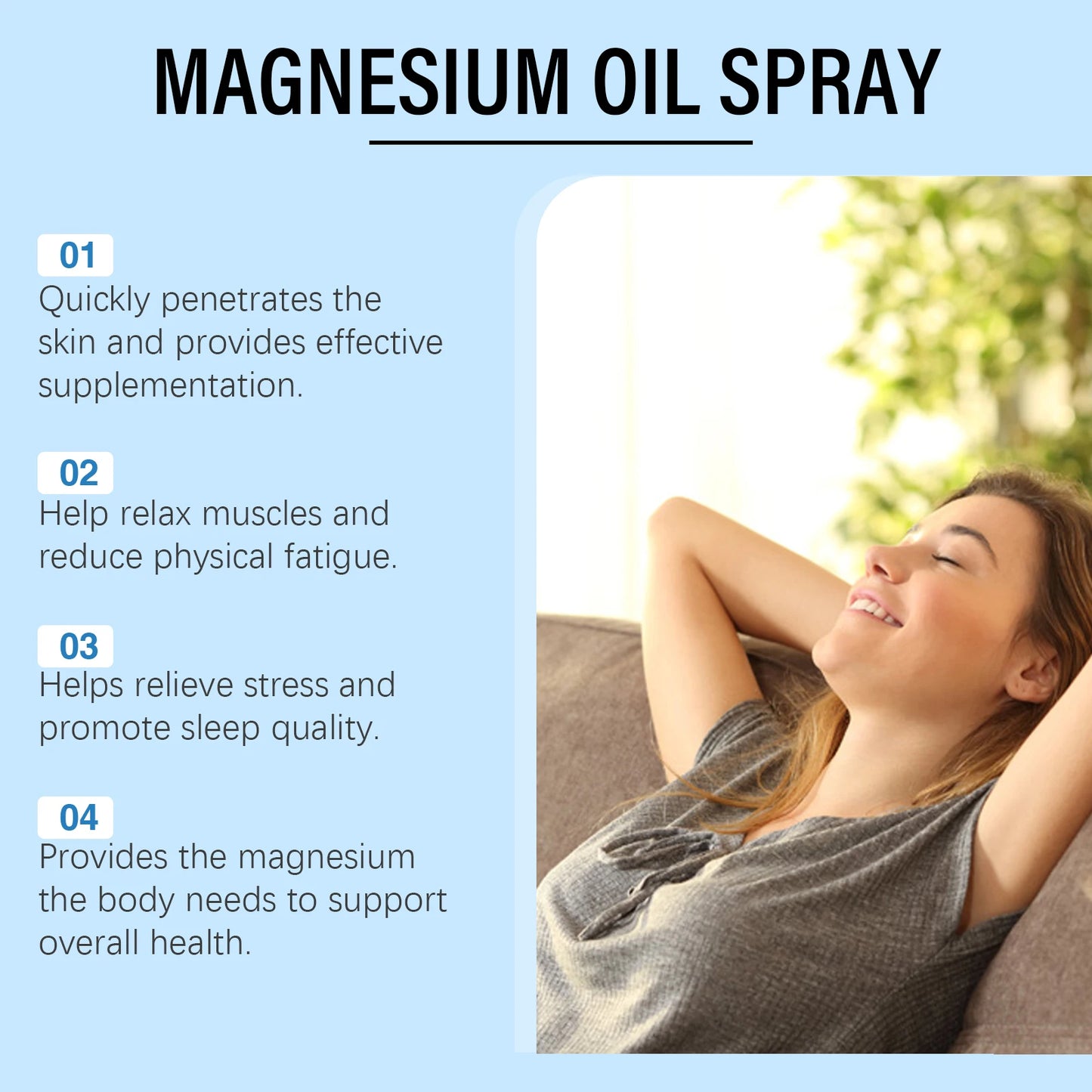Essential Oil Magnesium Spray Relieves Muscle Body Pain Smoothes Softens Skin Magnesium Oil Spray Relaxation Better Sleep Care