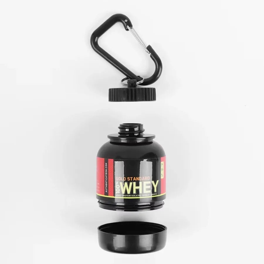 Portable protein container powder bottle, 100ML outdoor sports mini, with whey keychain health funnel medicine box small water