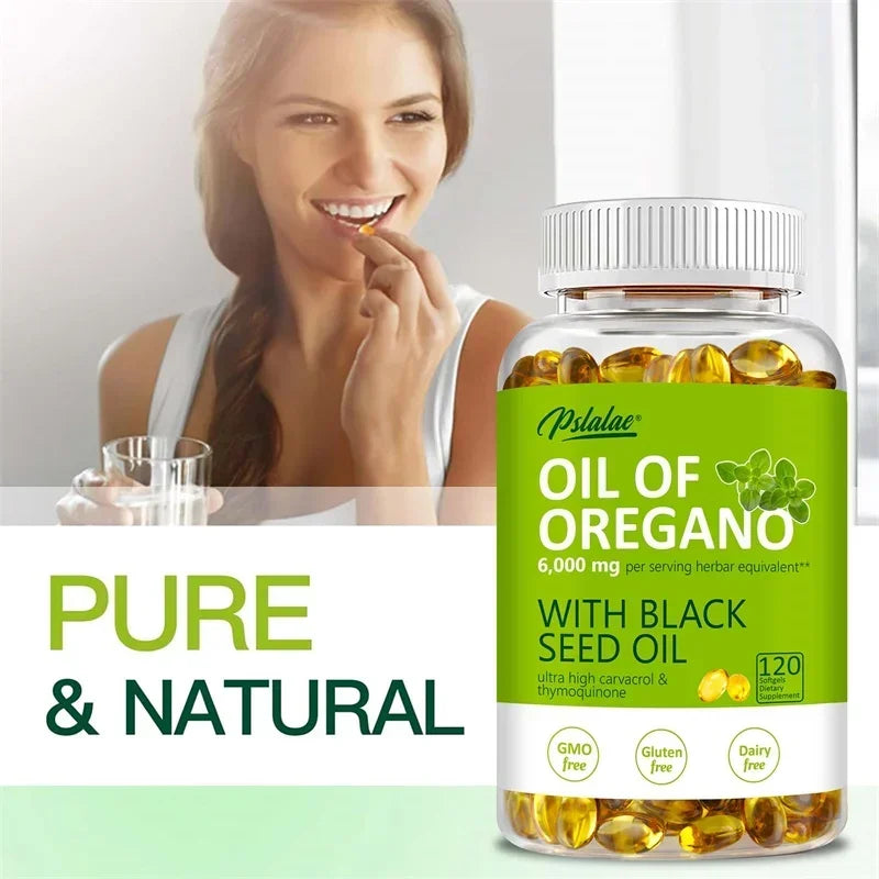 Oregano Oil Capsules - Promote Digestive Health, Intestinal Health, Blood Circulation, Immune System, Anti-oxidation