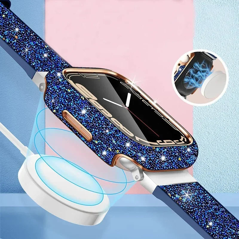 HD Crystal Diamond Glass Case For Apple Watch 11 10 46mm 42mm Screen Protective Shell iWatch 9 8 7 6 5 SE 45/41mm 44/40mm Cover