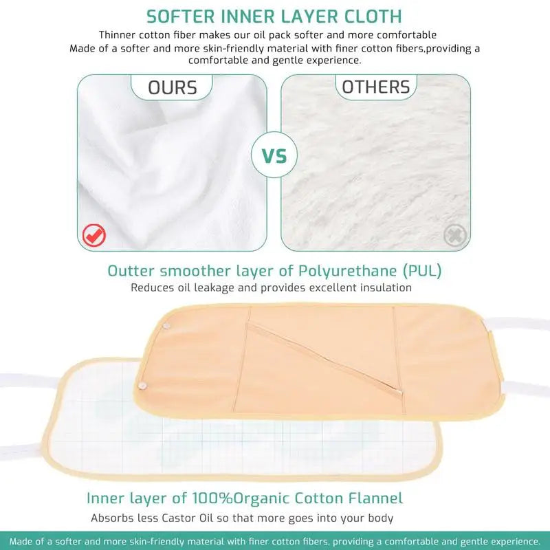 Organic Castor Oil Wrap Stomach Castor Essential Oil Pack Wrap Castor Oil Pack For Liver Kit Less Mess Reusable Comfort Sleep