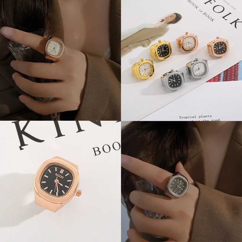 WLP Gothic Jewelry Woman Ring Quartz Watch Finger Rings anillos hombre de mujer Punk Jewellery Elastic Strap Goth Luxury Jewelry