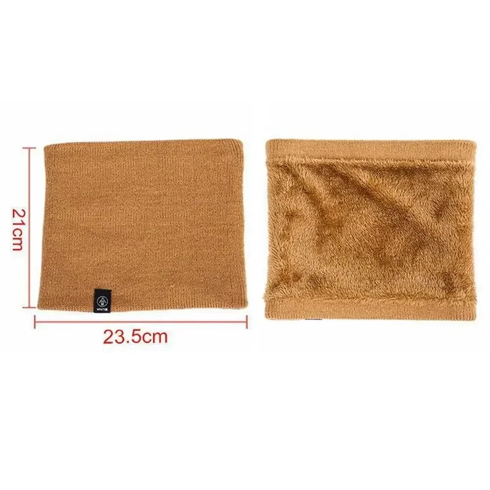 Warm Knitted Scarf Thickened Plush Windproof Winter Neck Gaiter Cold Weather Outdoor Sport Ski Running Men Women Tube Scarf