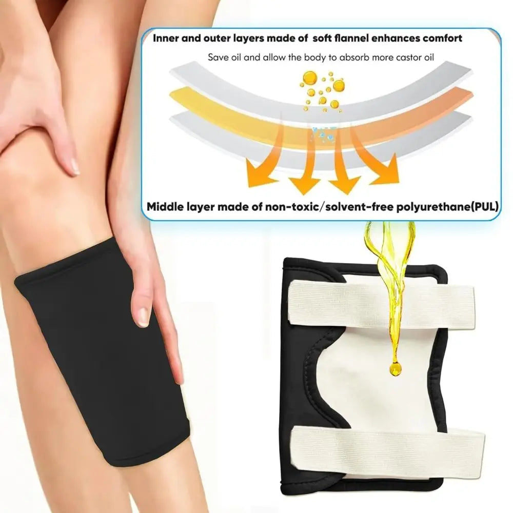 Flannel Castor Oil Pack Wrap with No Oil Leakage and Anti-Slip for Knee Elbow Joints Reusable Castor Oil Compress Pads Wraps