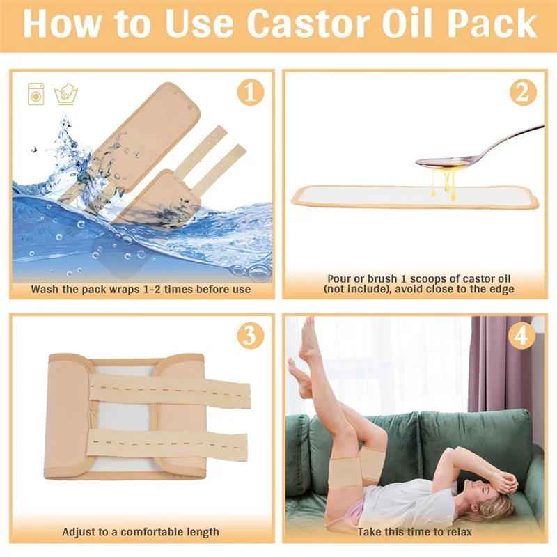 ABGP-2Piece Castor Oil Joint Pack Essential Oil Leg Care Pack Leakproof German Castor Oil Hand Pack Reusable Khaki