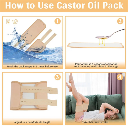 ABGP-2Piece Castor Oil Joint Pack Essential Oil Leg Care Pack Leakproof German Castor Oil Hand Pack Reusable Khaki