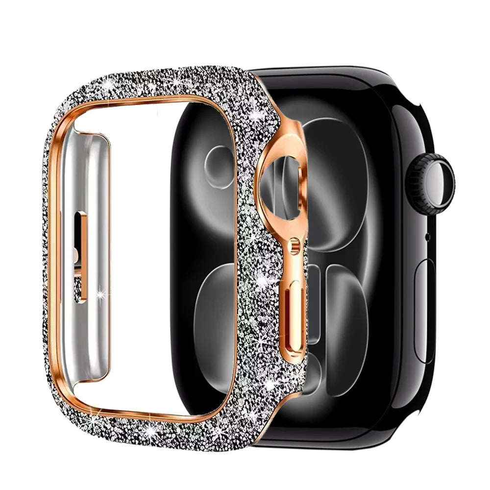 HD Crystal Diamond Glass Case For Apple Watch 11 10 46mm 42mm Screen Protective Shell iWatch 9 8 7 6 5 SE 45/41mm 44/40mm Cover