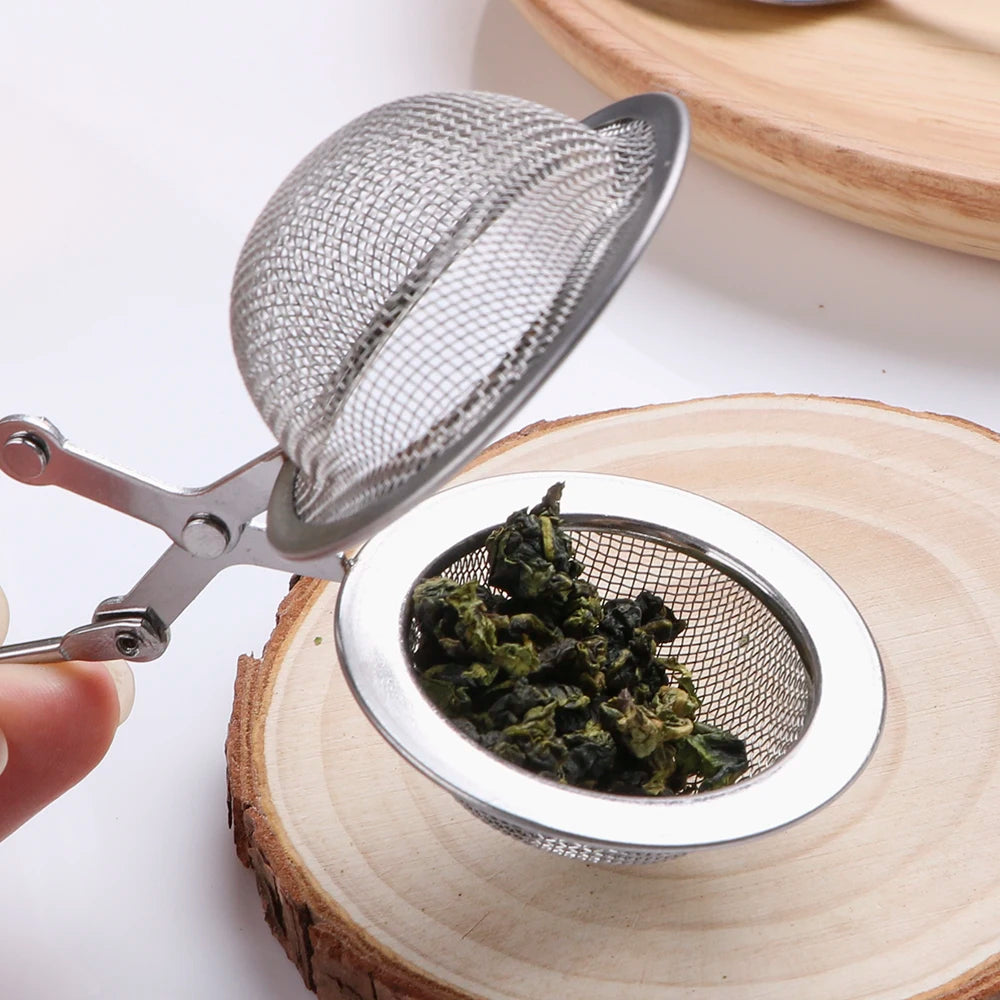 Tea Infuser Handle Tea Ball Sphere Mesh Tea Strainer Coffee Herb Spice Filter Diffuser Kitchen Gadget Stainless Steel