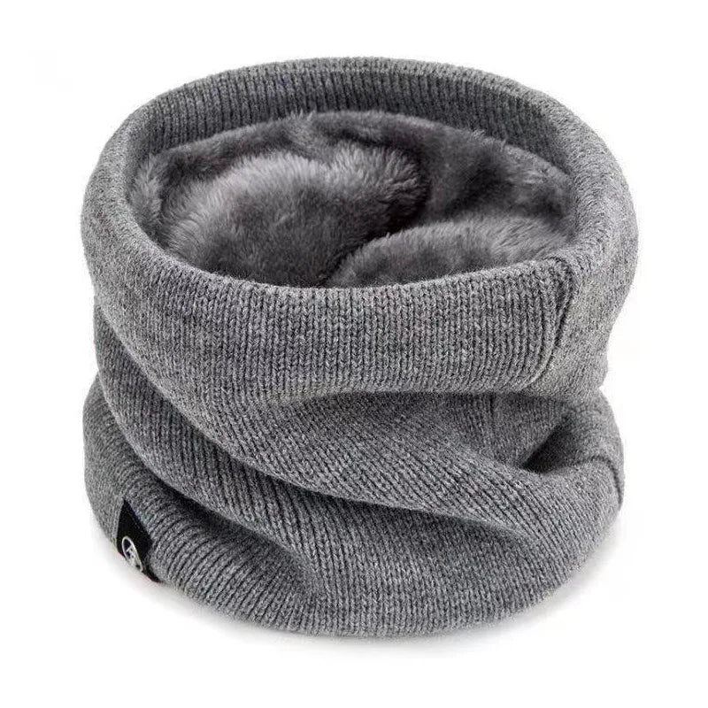 Warm Knitted Scarf Thickened Plush Windproof Winter Neck Gaiter Cold Weather Outdoor Sport Ski Running Men Women Tube Scarf