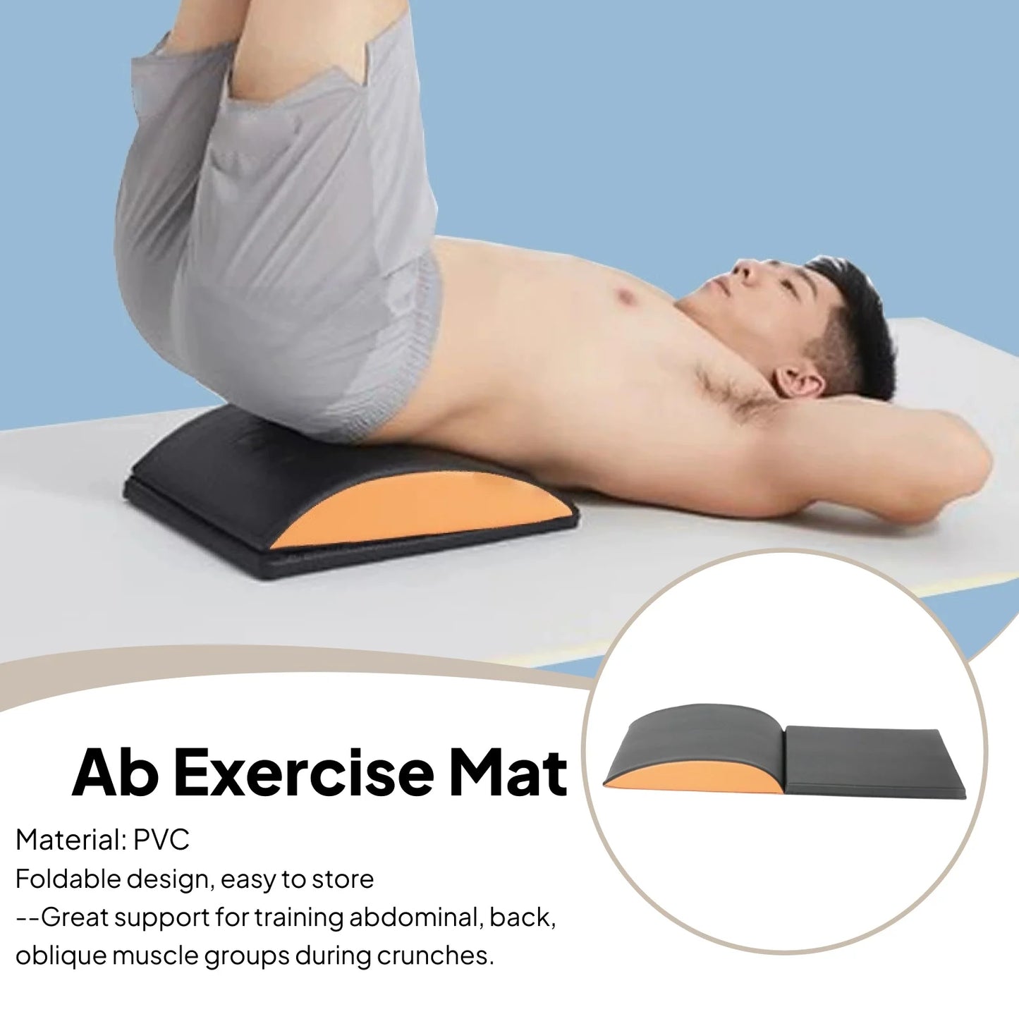 Ab Mat with Tailbone Protector Abdominal Core Trainer Support Stretches Ab Muscles Full Range Motion Sit up for Workout