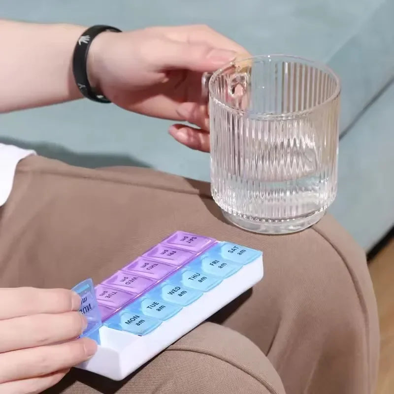 New Weekly Portable Travel Pill Cases Box 7 Days Organizer 14 Grids Pills Container Storage Tablets Vitamins Medicine Fish Oils