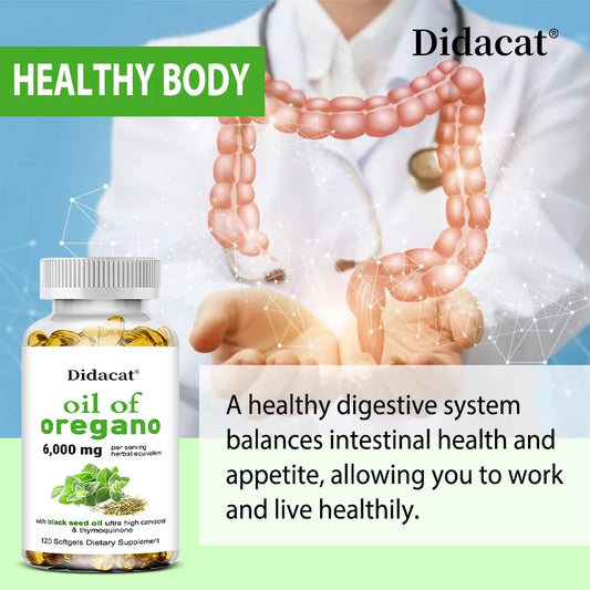Oregano oil softgels for intestinal health, antioxidant, digestive health, immune support