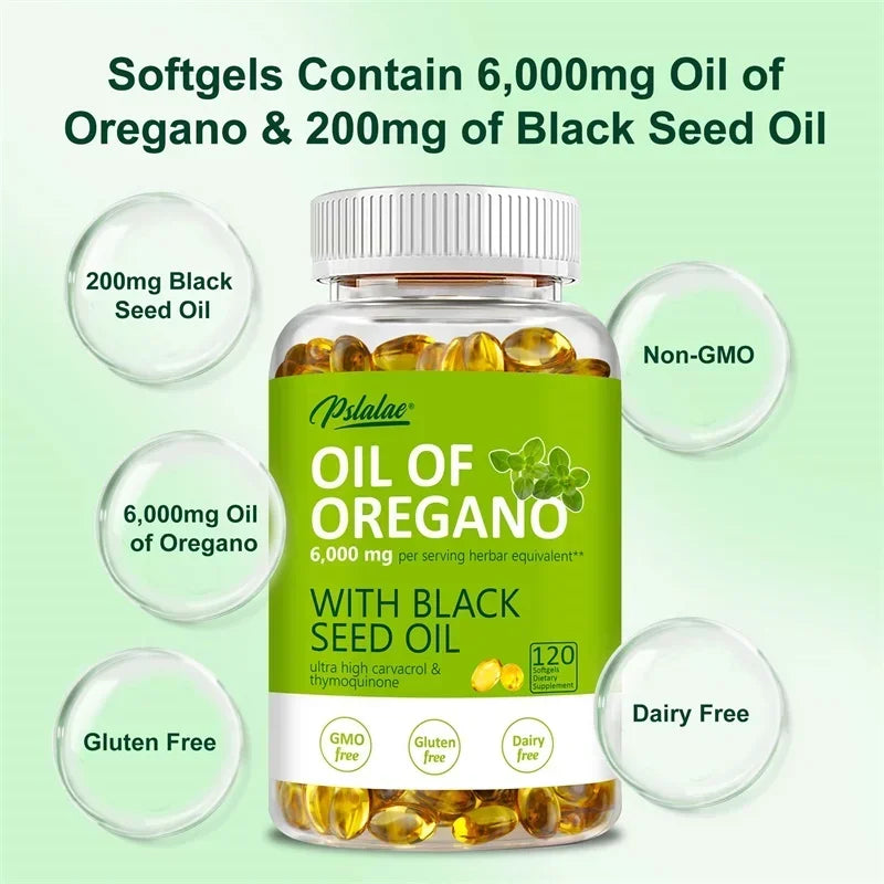 Oregano Oil Capsules - Promote Digestive Health, Intestinal Health, Blood Circulation, Immune System, Anti-oxidation