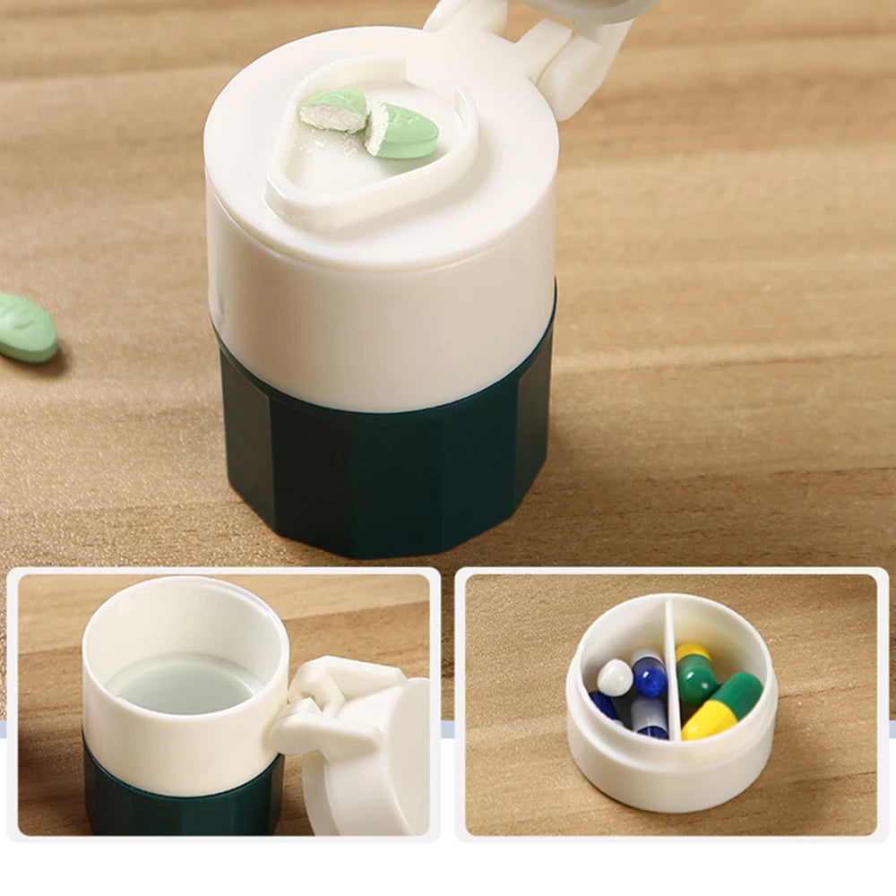 4 In 1 Portable Pill Case Medicine Splitter Powder Pastillero Grinder Pill Cutter Medicine Box Storage Drug Container Pillbox