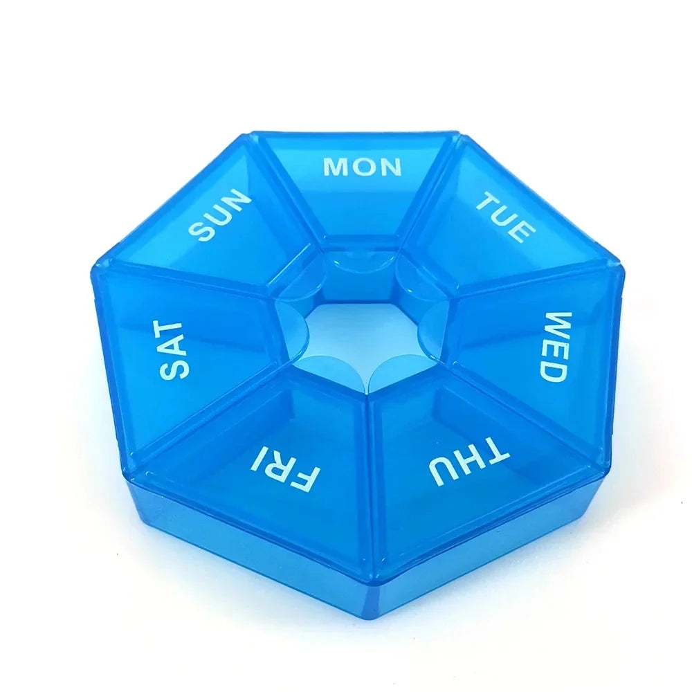 1PcsA week 7 corners pill box Round 7 boxes for one week small pill box mini 7 days portable points Medicine jewelry box