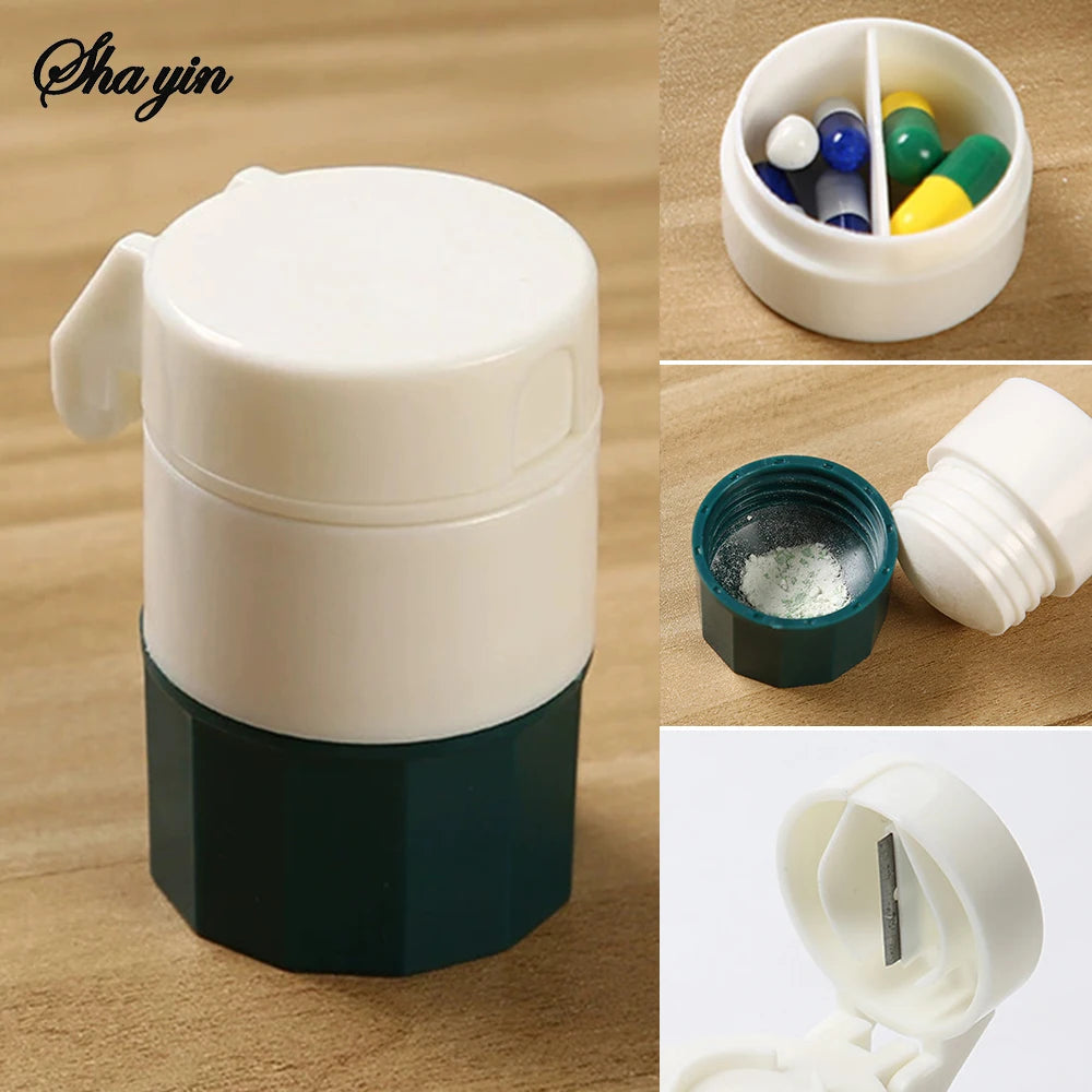 4 In 1 Portable Pill Case Medicine Splitter Powder Pastillero Grinder Pill Cutter Medicine Box Storage Drug Container Pillbox
