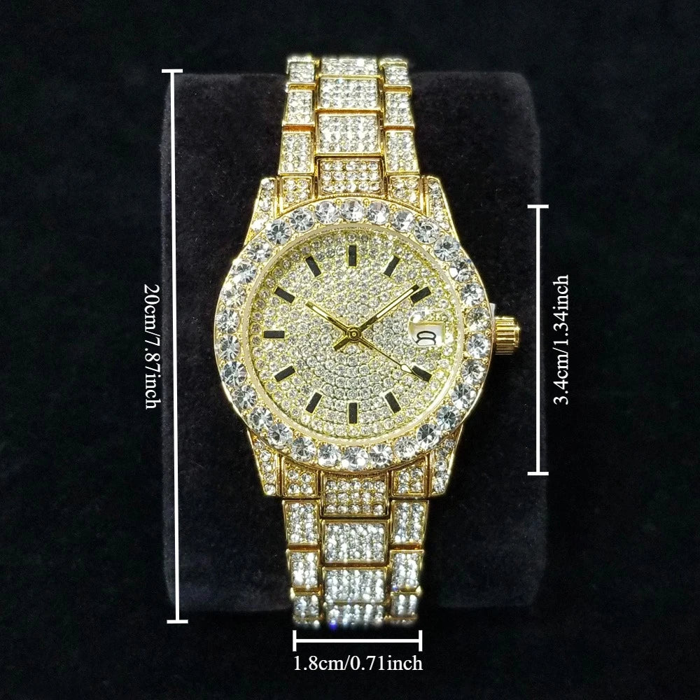 Classic Luxury Diamond Watches Women Fashion Bling Quartz Wristwatch Stainless Steel Iced Out Wedding Dress Accessories Watch