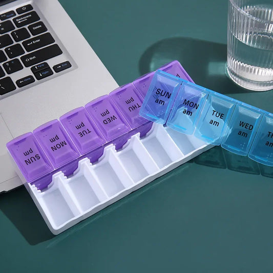 New Weekly Portable Travel Pill Cases Box 7 Days Organizer 14 Grids Pills Container Storage Tablets Vitamins Medicine Fish Oils