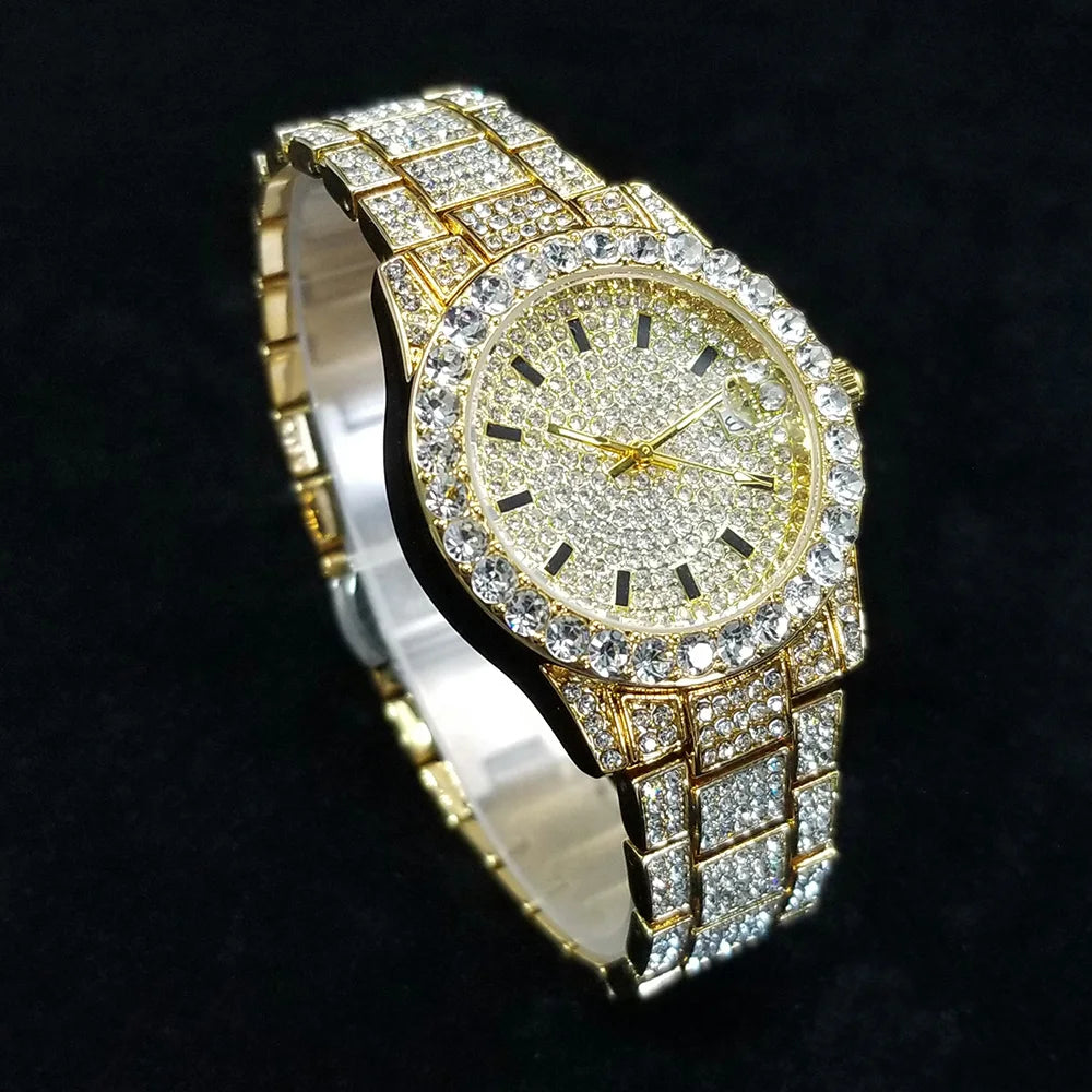 Classic Luxury Diamond Watches Women Fashion Bling Quartz Wristwatch Stainless Steel Iced Out Wedding Dress Accessories Watch