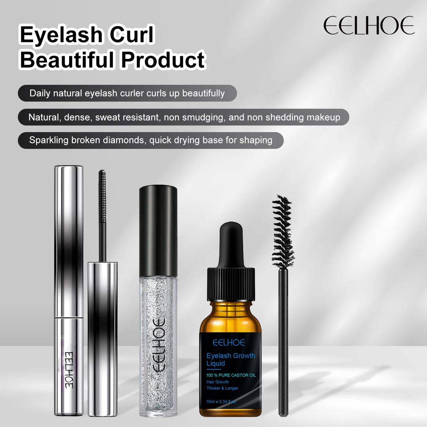 Eelhoe Castor Oil Fast Growth Eyelash Serum Shiny Mascara Eyebrow Enhance Nourish Natural Lengthen Thickening Lash Curling Serum