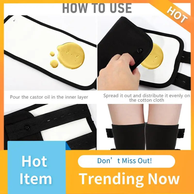 A13I-2Piece Castor Oil Joint Pack Essential Oil Leg Care Pack Leakproof German Castor Oil Hand Pack Reusable Black