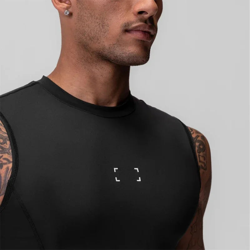 Men's Summer Compression Tank Top Gym Fitness Clothing Quick Dry Sleeveless Shirt Singlets Running Workout Tights Casual Vest