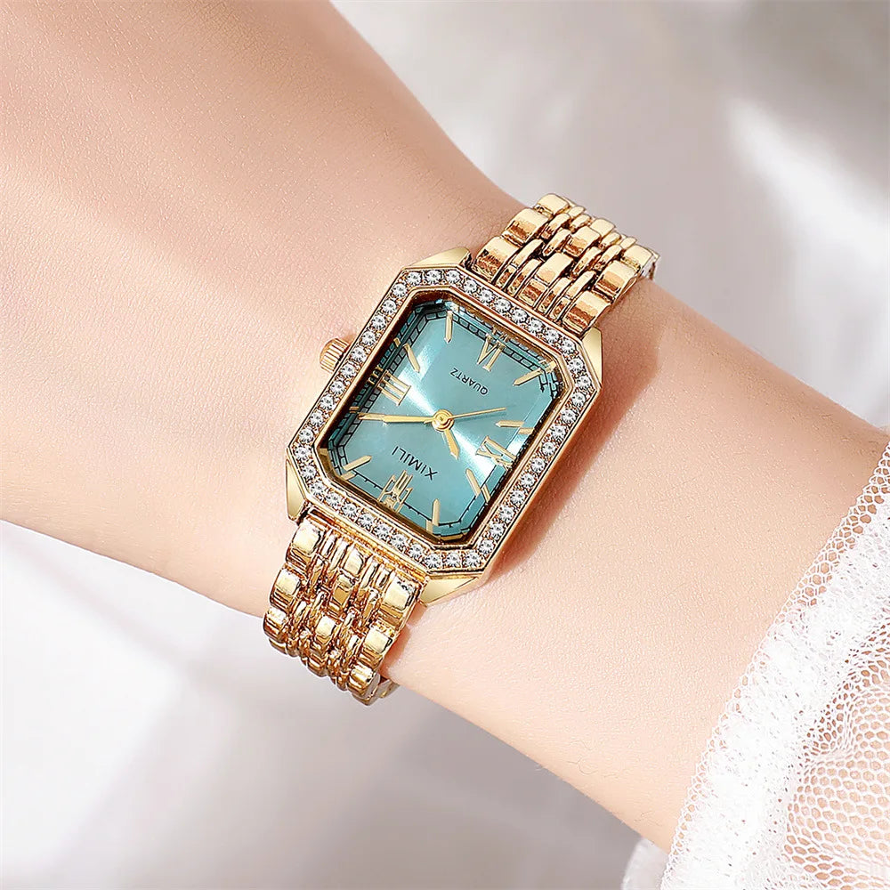 2025 Top Brand Watch Women Business Simple Diamond Gold Watches Casual Female Student Fashion Quartz Clock Wristwatches