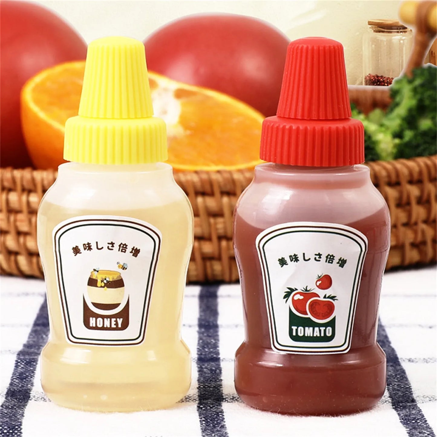 4pcs Mini Condiment Bottles Portable Seasoning Storage Containers Jars BBQ Office Dressing Dispensers For Honey Salad Ketchup