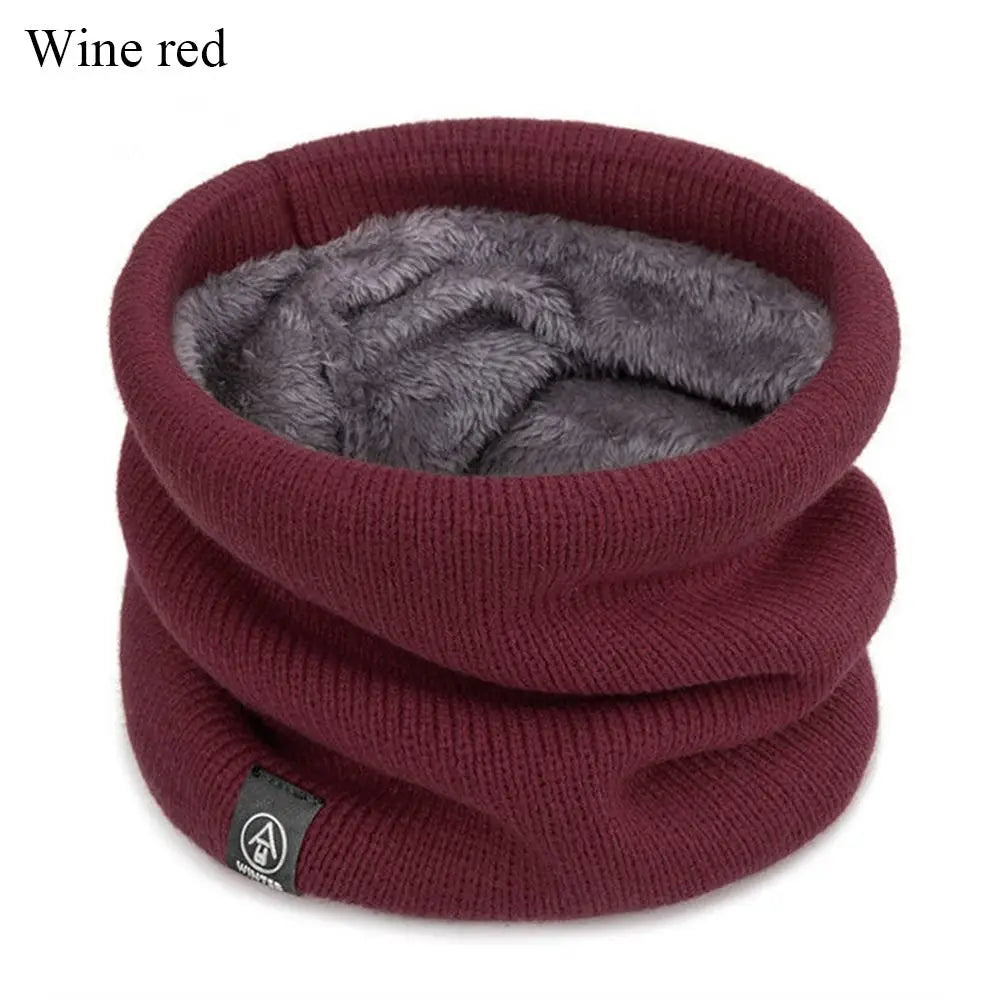 Warm Knitted Scarf Thickened Plush Windproof Winter Neck Gaiter Cold Weather Outdoor Sport Ski Running Men Women Tube Scarf