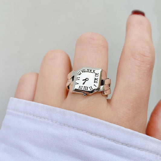 New in 925 Sterling Silver Cuba Chain Watch Woman Rings Wedding Vintage Ring Luxury Jewelry Accessories Prevent Allergy