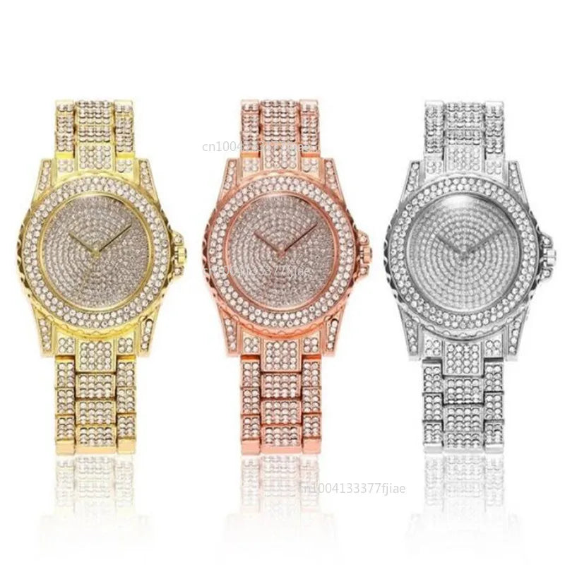 Women's Watches Fashion Bling Casual Ladies Clock Female Quartz Gold Watch Crystal Diamond For Woman montre femme zegarek damski