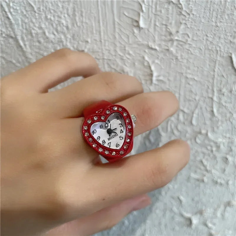 Luxury Ring Clock Elastic Stretchy Band Quartz Reloj Rings for Men Ladies Male Finger Heart Pocket Watch Hip-Hop Man New Jewelry