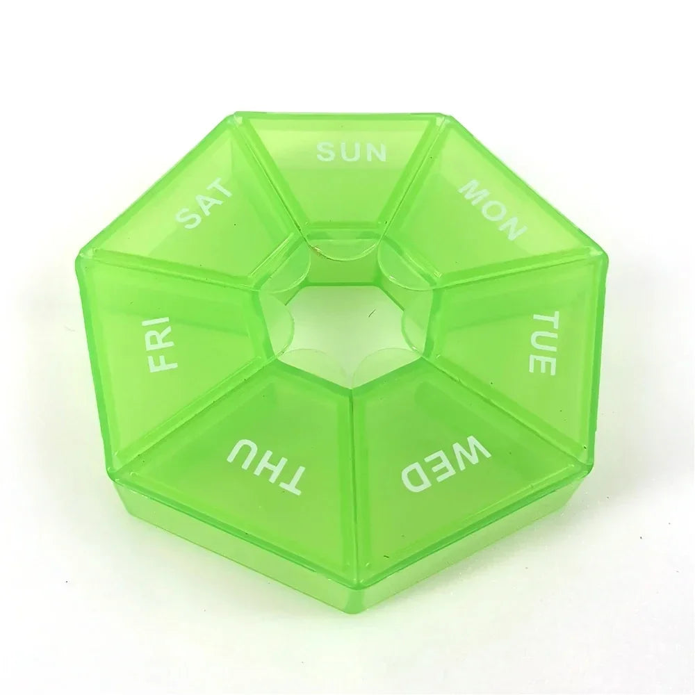 1PcsA week 7 corners pill box Round 7 boxes for one week small pill box mini 7 days portable points Medicine jewelry box