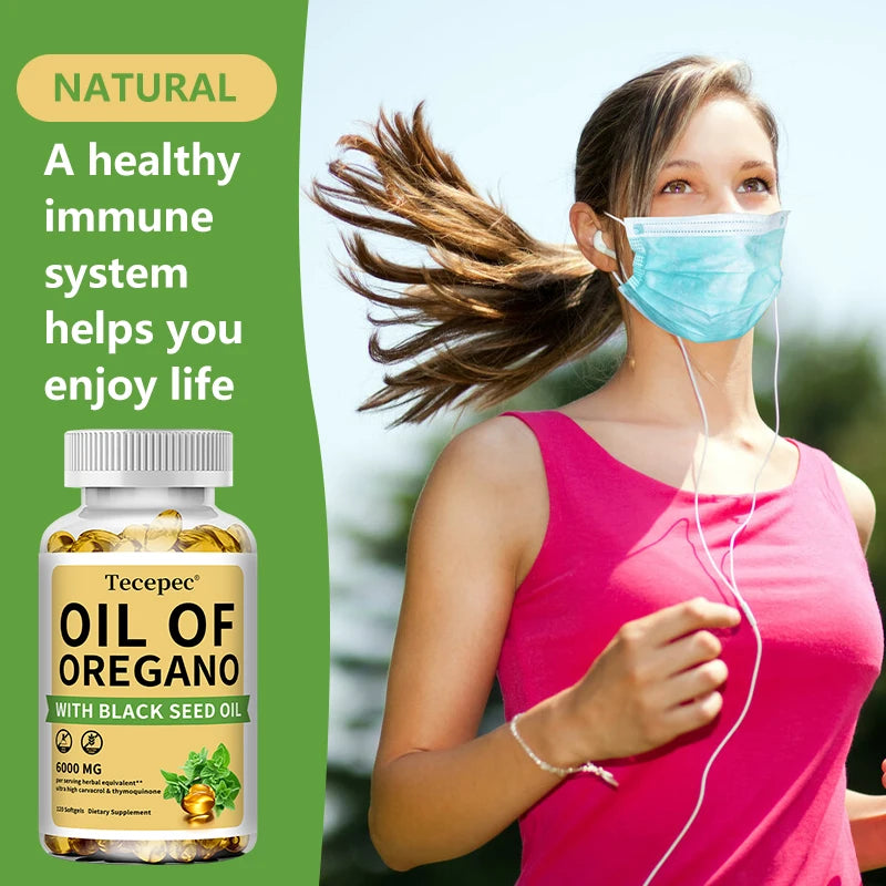Oil of Oregano with Black Seed Oil, 30/60/120 Capsules– 20:1 Extract - Antioxidant Immune Health Support, Non-GMO Supplement
