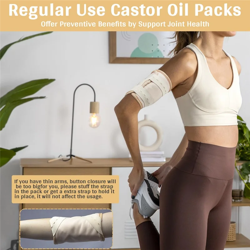 ABGP-2Piece Castor Oil Joint Pack Essential Oil Leg Care Pack Leakproof German Castor Oil Hand Pack Reusable Khaki