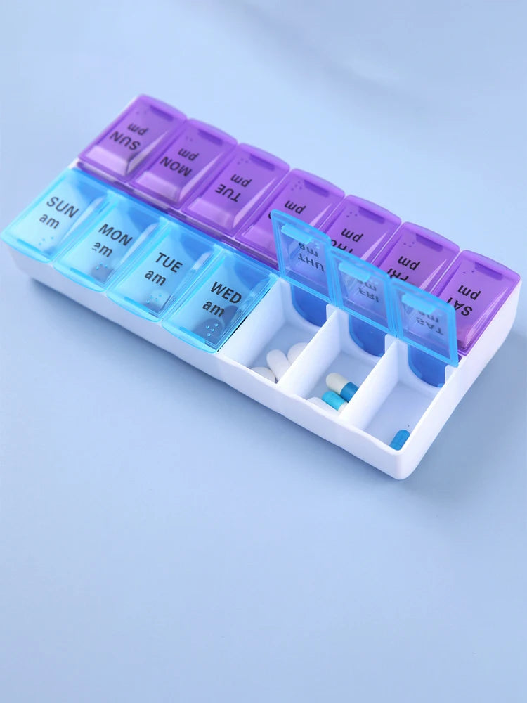 New Weekly Portable Travel Pill Cases Box 7 Days Organizer 14 Grids Pills Container Storage Tablets Vitamins Medicine Fish Oils