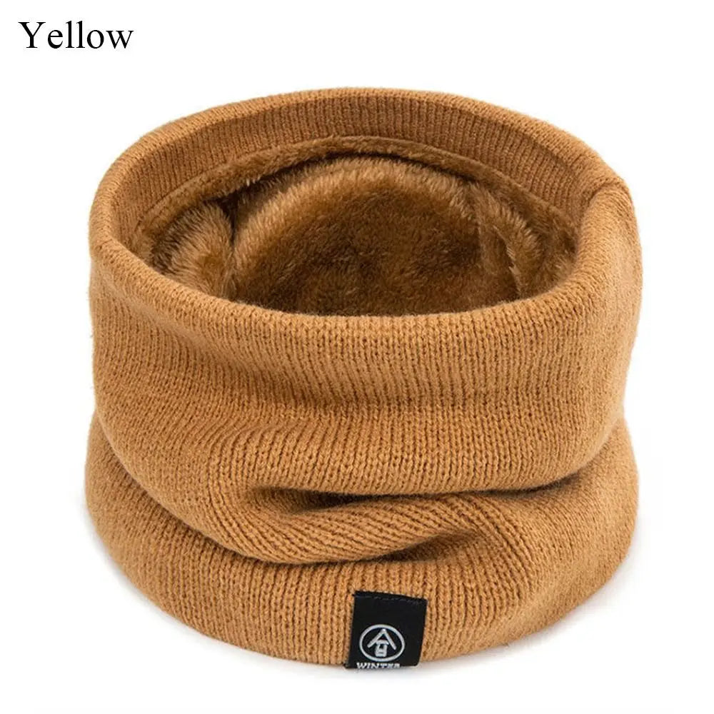 Warm Knitted Scarf Thickened Plush Windproof Winter Neck Gaiter Cold Weather Outdoor Sport Ski Running Men Women Tube Scarf