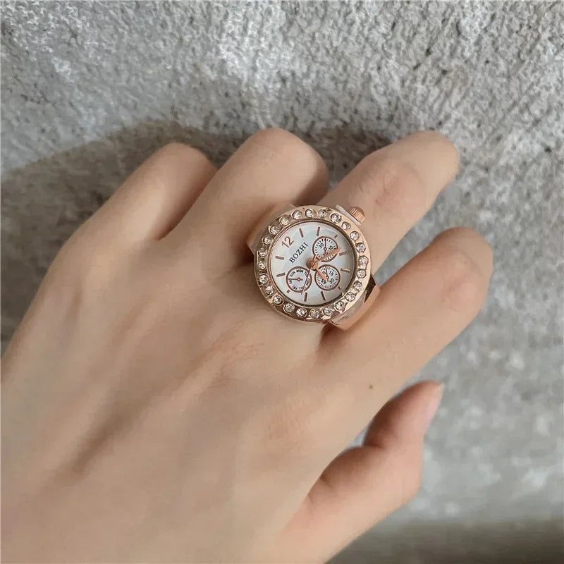 Luxury Ring Clock Elastic Stretchy Band Quartz Reloj Rings for Men Ladies Male Finger Heart Pocket Watch Hip-Hop Man New Jewelry