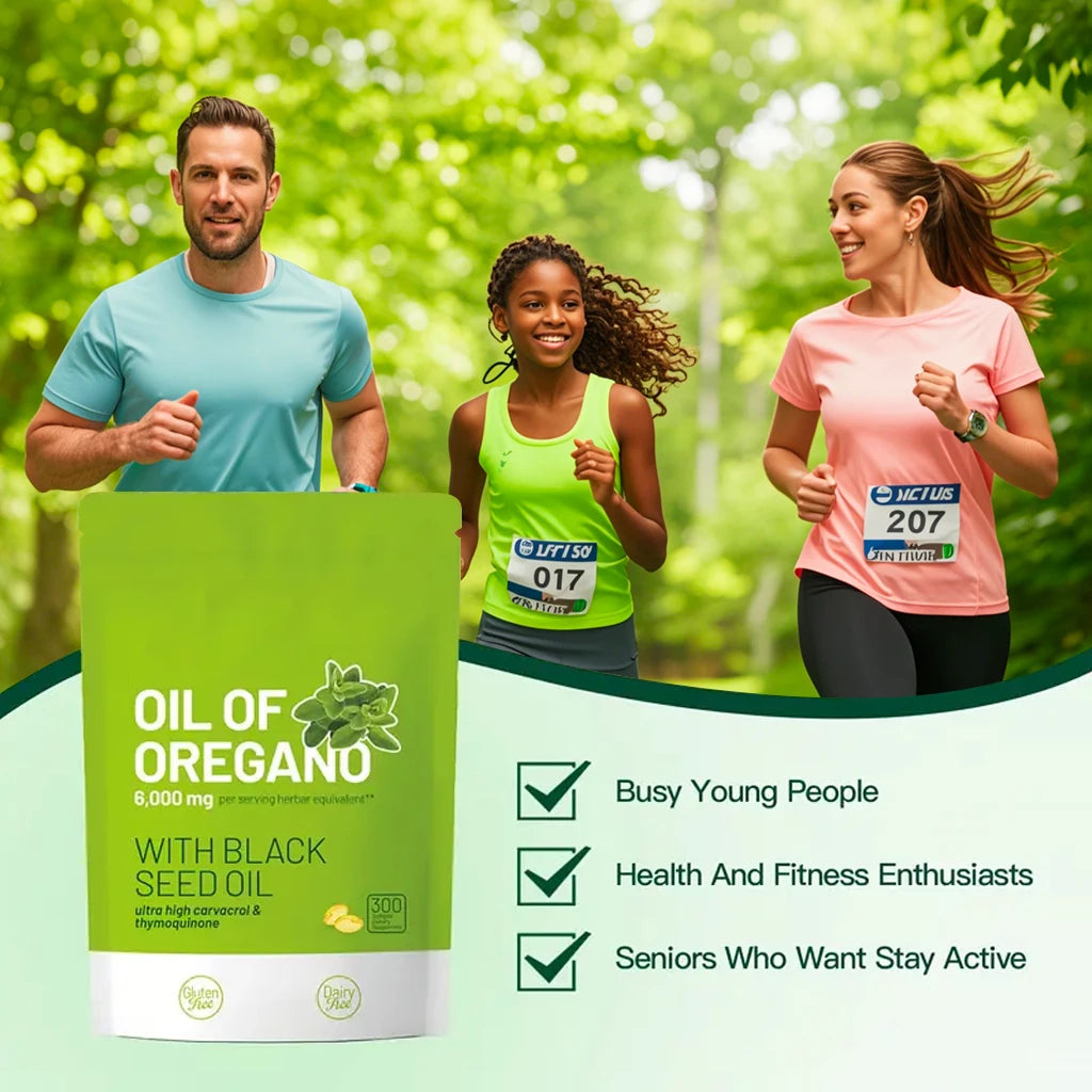 300 Capsules Oil Of Oregano with Black Seed Oil - Natural Antioxidants for Fitness Nutritional Support - Highly Effective
