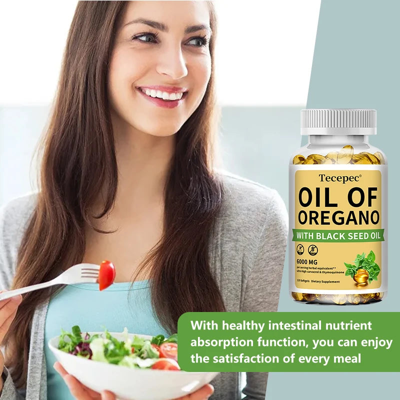 Oil of Oregano with Black Seed Oil, 30/60/120 Capsules– 20:1 Extract - Antioxidant Immune Health Support, Non-GMO Supplement