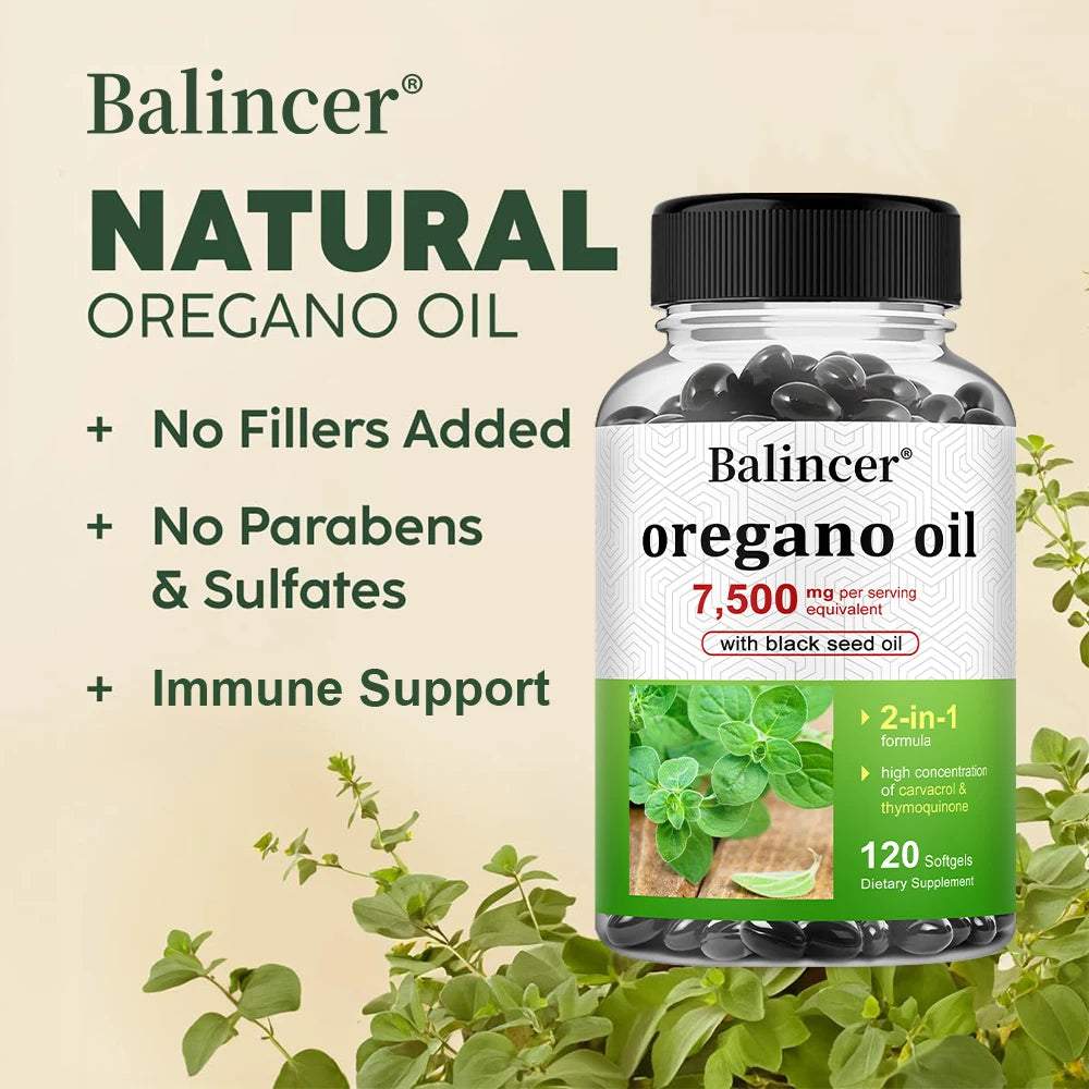 Balincer Oregano Oil Capsule 30/60/120 Softgels, Natural Immune Support Promotes Healthy Digestion&Gut Flora Dietary Supplement