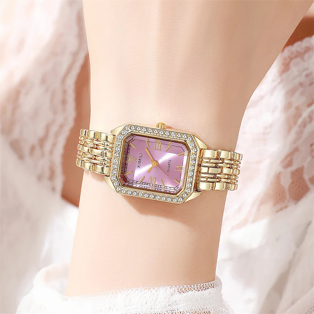 2025 Top Brand Watch Women Business Simple Diamond Gold Watches Casual Female Student Fashion Quartz Clock Wristwatches